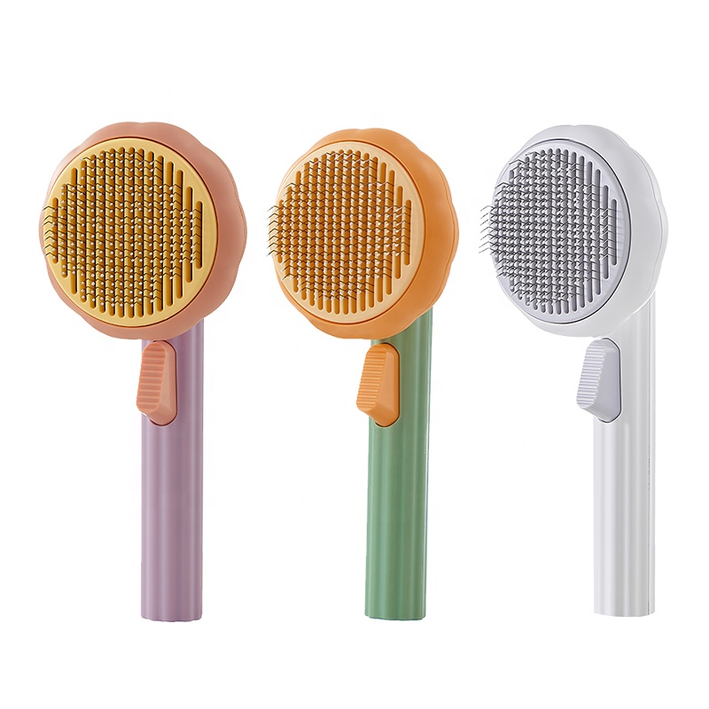 Cute Massage Cat Brush Cat Self Cleansing Comb Brush Pet Metal Paddle Brush Abs Pumpkin Pet Comb