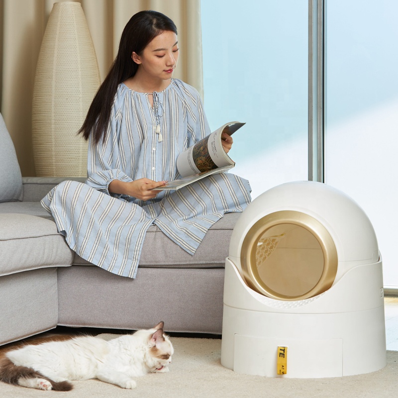 Petnessgo Automatic Toilet Cat Litter Box Pp Plastic Modern Style Folding Enclosed Cat Litter Box