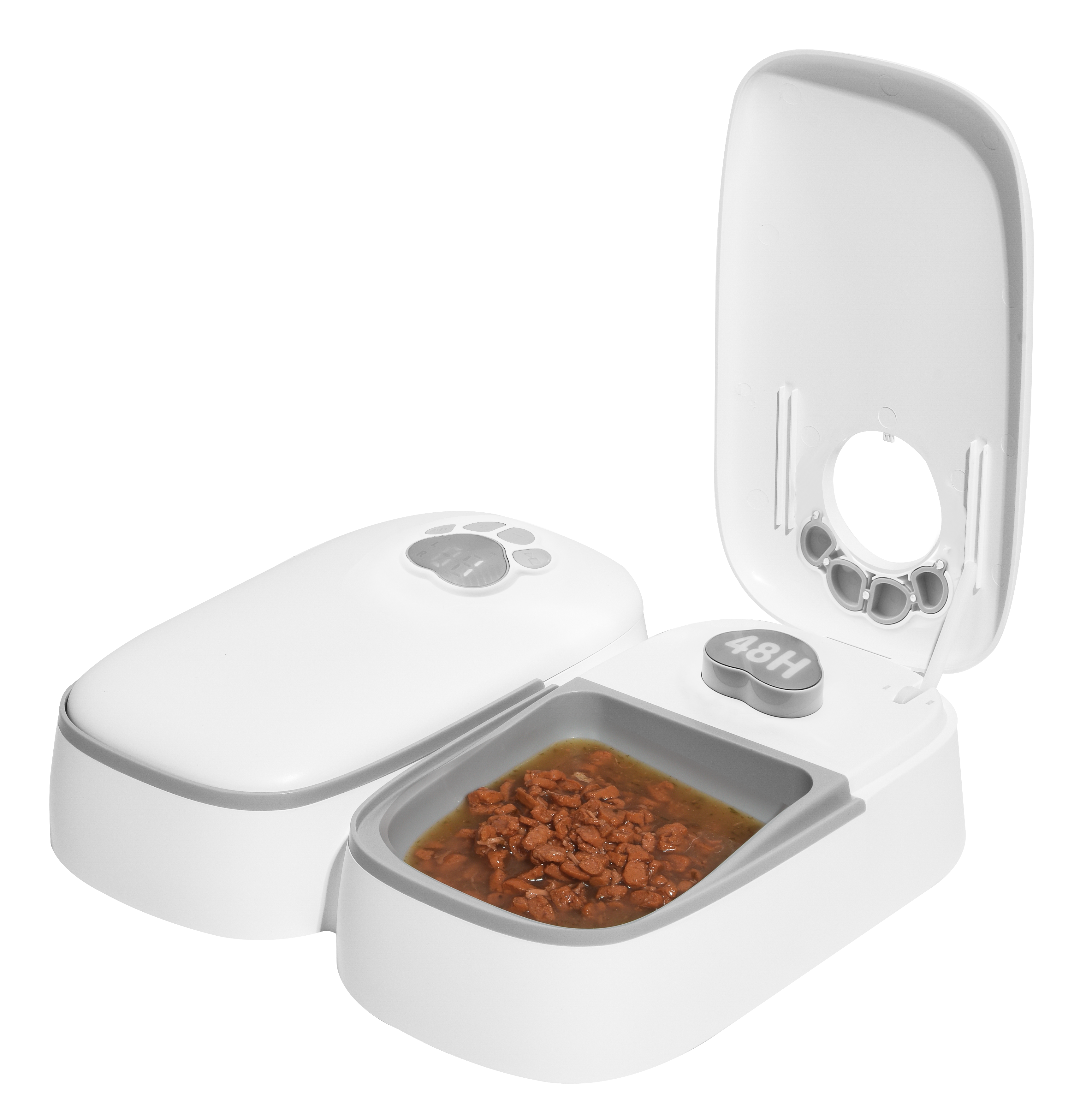 Time Setting Automatic Pet Feeder 2 Bowls 24 Oz Smart Pet Bowl And Feeder