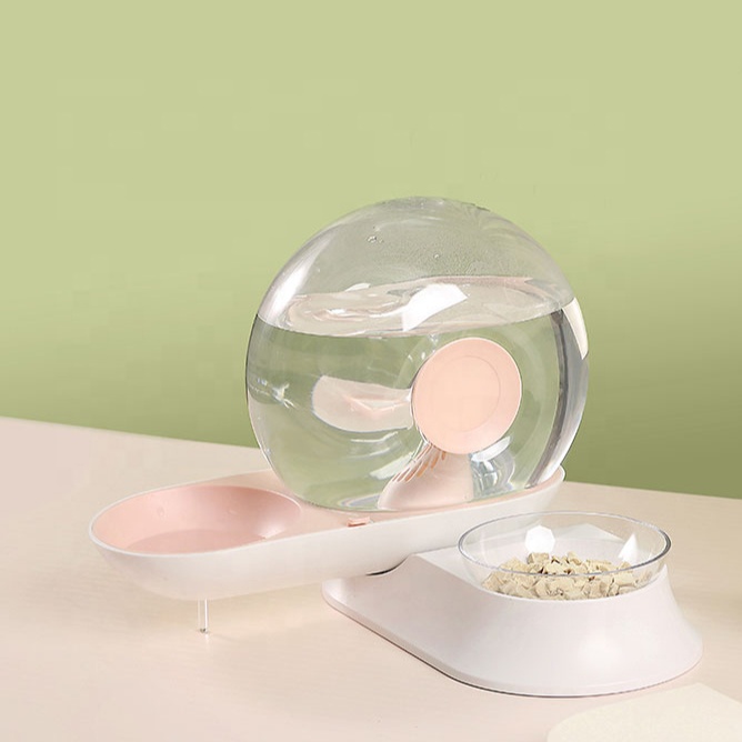 2 In 1 Slow Dog Cat Pet Feeding Bowl For Water Food Snail-shaped Plastic Automatic Pet Water Dispenser