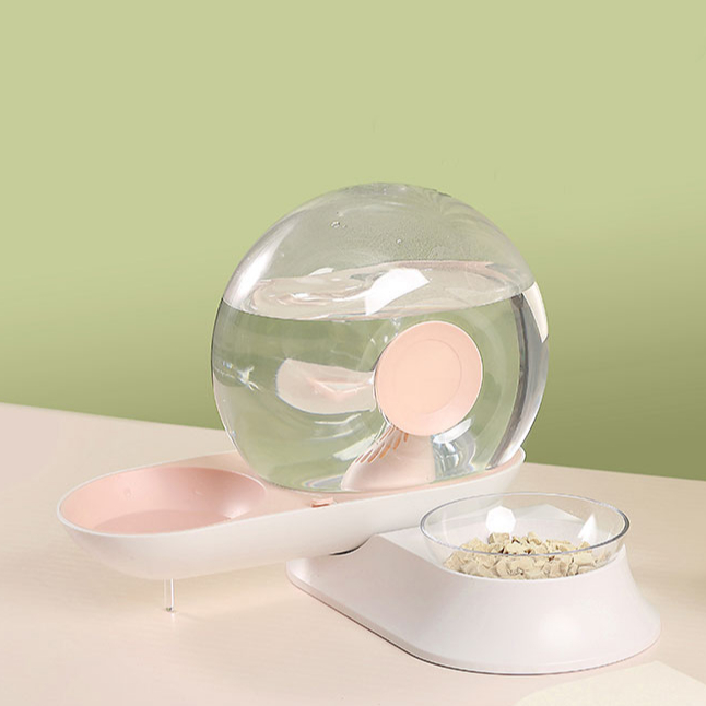 Pet Water Dispensers And Feeders 2 In 1 Snail-shaped Plastic Automatic Water Dispenser