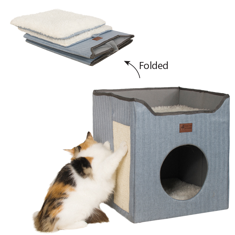 Wholesale Manufacturer Functional Foldable Cat Bed House With Scratch