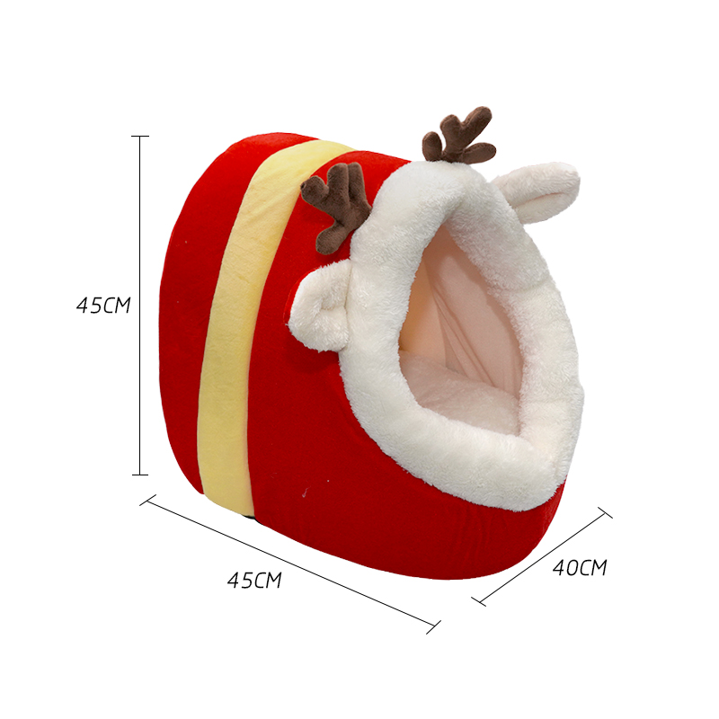 Manufacturer Wholesale Christmas Red Cat Bed Elk Antlers Design