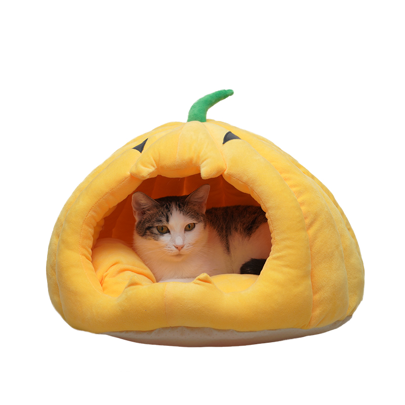 Manufacturer Wholesale Halloween Pumpkin Small Dog Cat Bed Cute Design