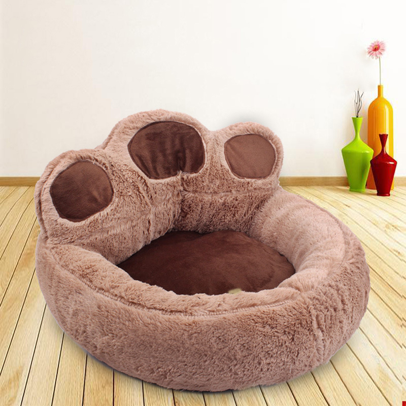 Manufacturer Wholesale Warm Soft Plush Dog Cat Bed Bear Paw Shape