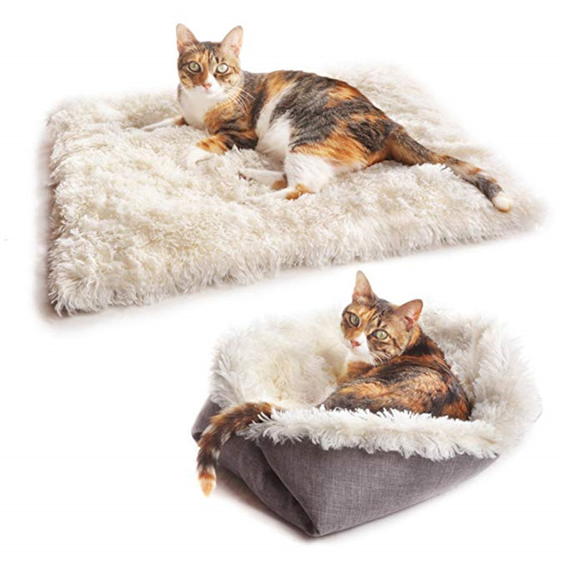 Manufacturer Wholesale Functional Foldable Warm Soft Plush Cat Mat Bed