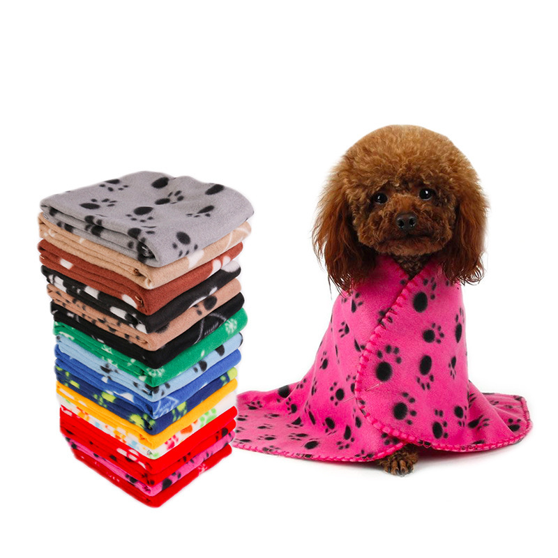 Manufacturer Wholesale Multi-colors Paw Print Pet Soft Dog Blanket