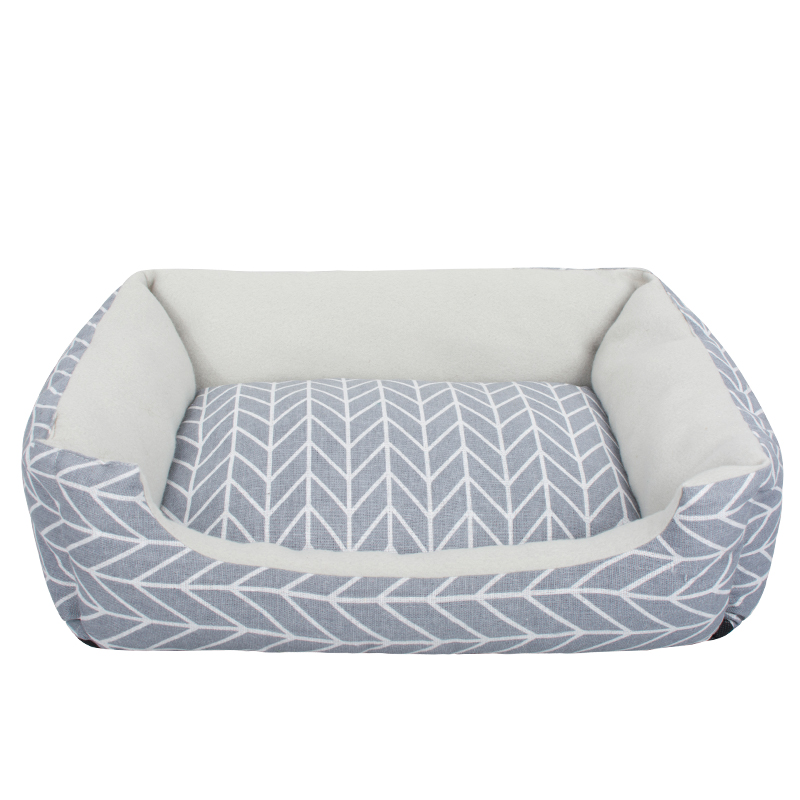 Manufacturer Wholesale Linen Cotton Stuffed Grey Pet Dog Warm Soft Bed