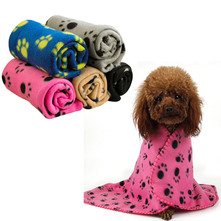 Manufacturer Wholesale Multi-colors Paw Print Pet Dog Soft Blanket