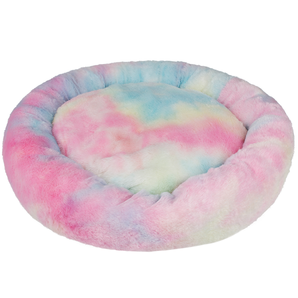 Manufacturer Wholesale Soft Plush Warm Pet Dog Colorful Round Bed