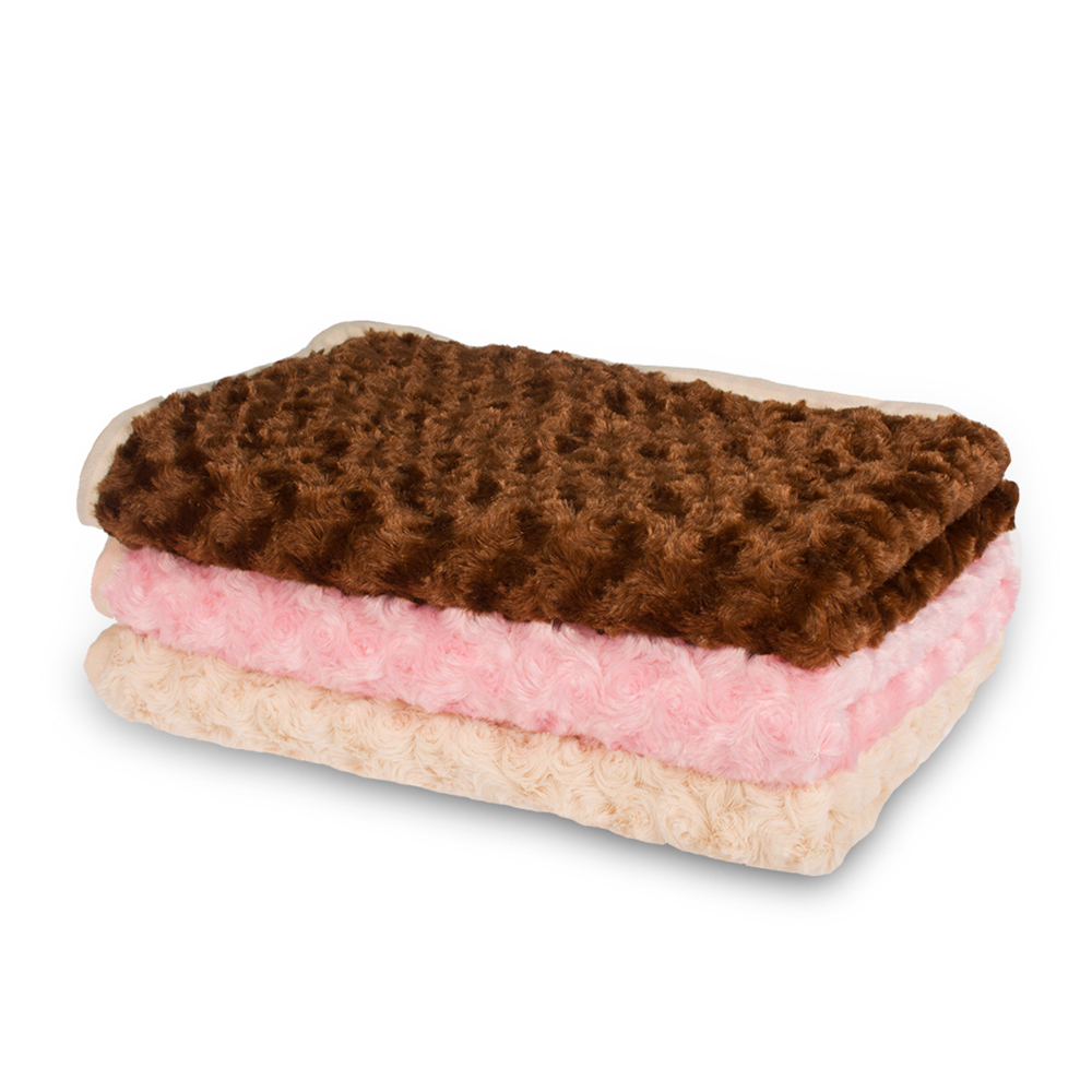 Wholesale Thick Soft Luxury Fleece Plush Cat Pet Dog Blanket Pink Beige Brown