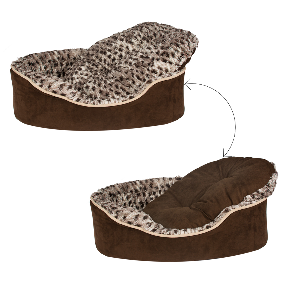 Luxury Plush Washable Brown Suede Fabric Fashion Dog Bed