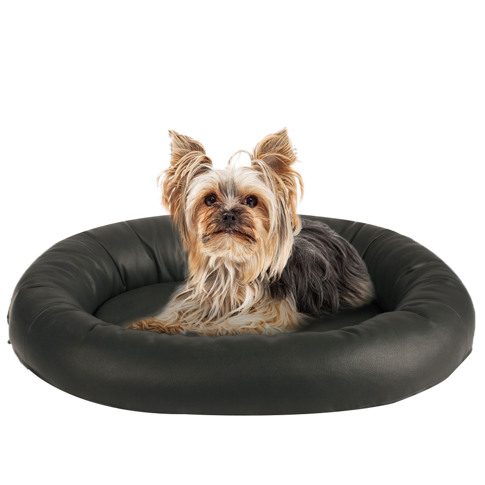 Wholesale Manufacturer Luxury Pu Leather Black Soft Pet Dog Cushion Bed