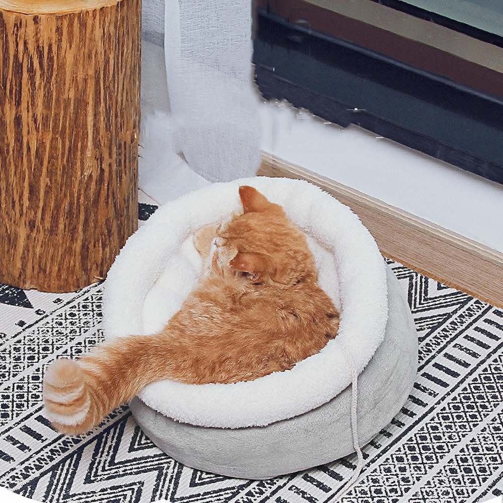 Manufacturer Wholesale Cute Warm Foldable Dog Cat Soft Round Bed