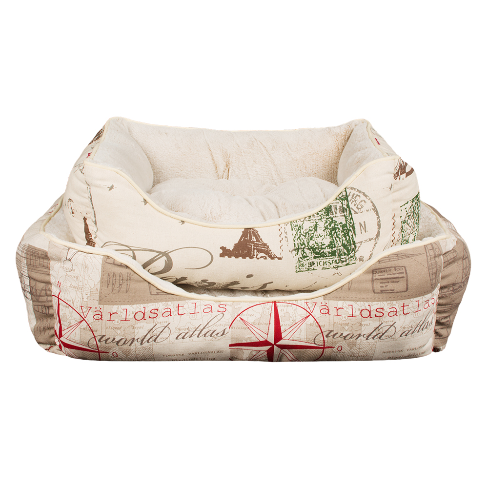 Cheap Soft Beige Plush Luxury Canvas Dog Bed Sofa