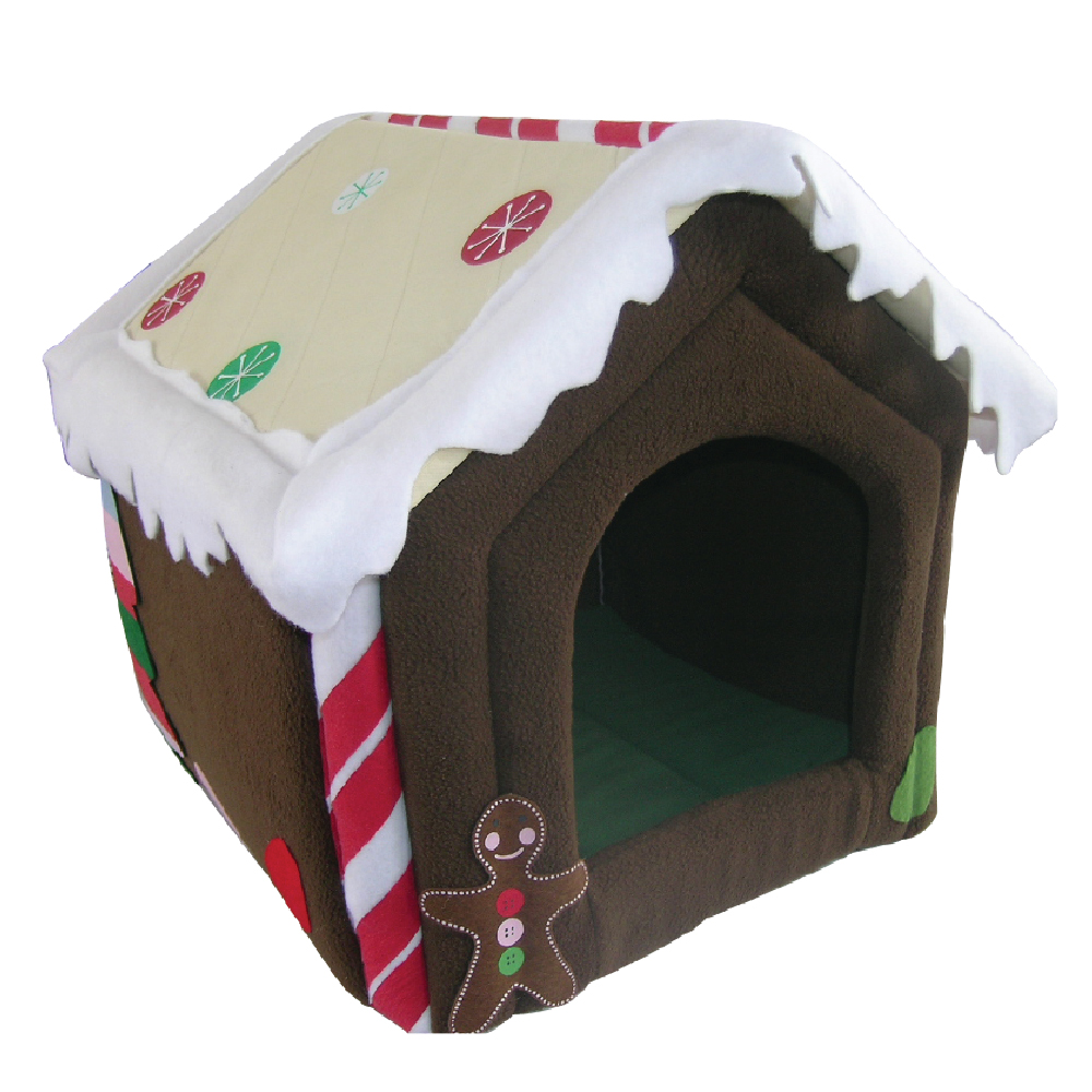 Foldable Cheap Fleece Coffee Color Christmas Dog House
