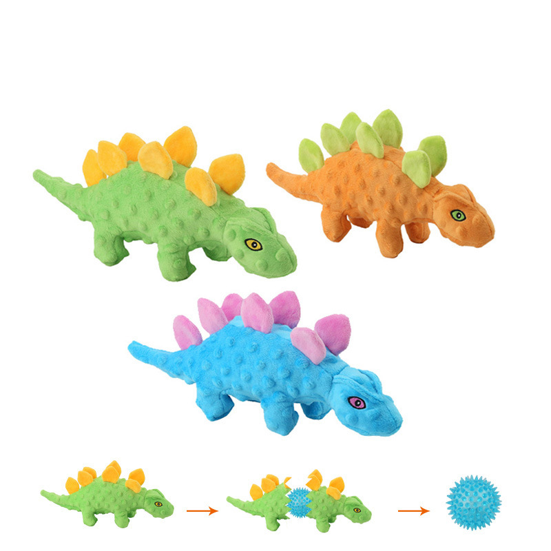 Manufacturer Wholesale Dinosaur Design Dog Plush Toy With Tpr Ball