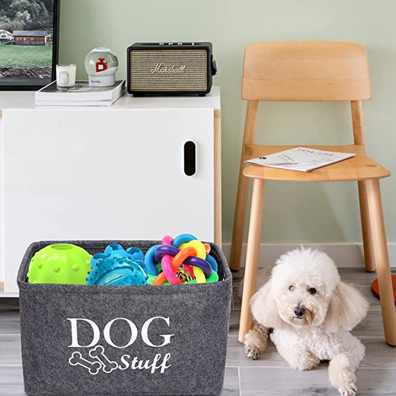 Manufacturer Wholesale Grey Foldable Felt Dog Toy Storage Box