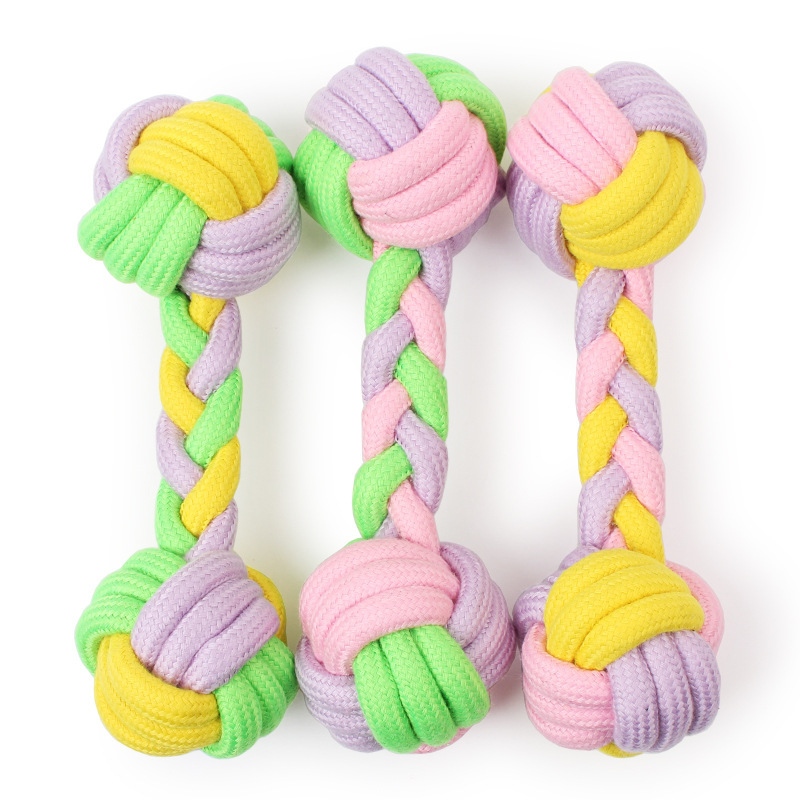 Manufacturer Wholesale Candy Color Chew Dog Rope Toys Dumbbell Design