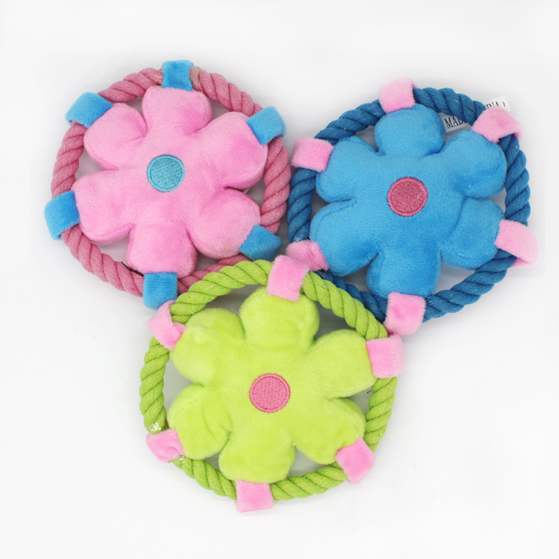 Manufacturer Wholesale Chew Round Dog Plush Rope Toys Flower Design