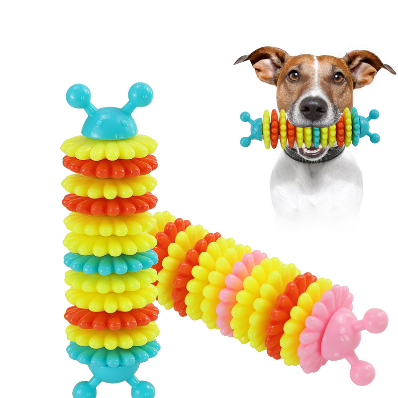 Manufacturer Wholesale Caterpillar Design Clean Teeth Chew Feeder Dog Tpr Toys