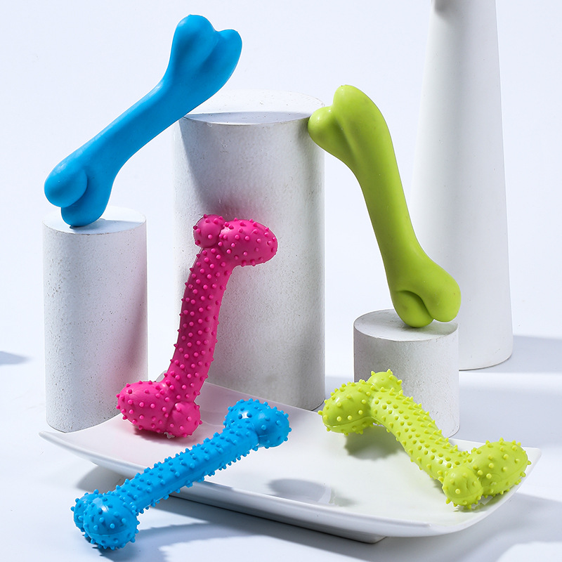 Manufacturer Wholesale Chew Pink Yellow Blue Dog Tpr Bone Toys