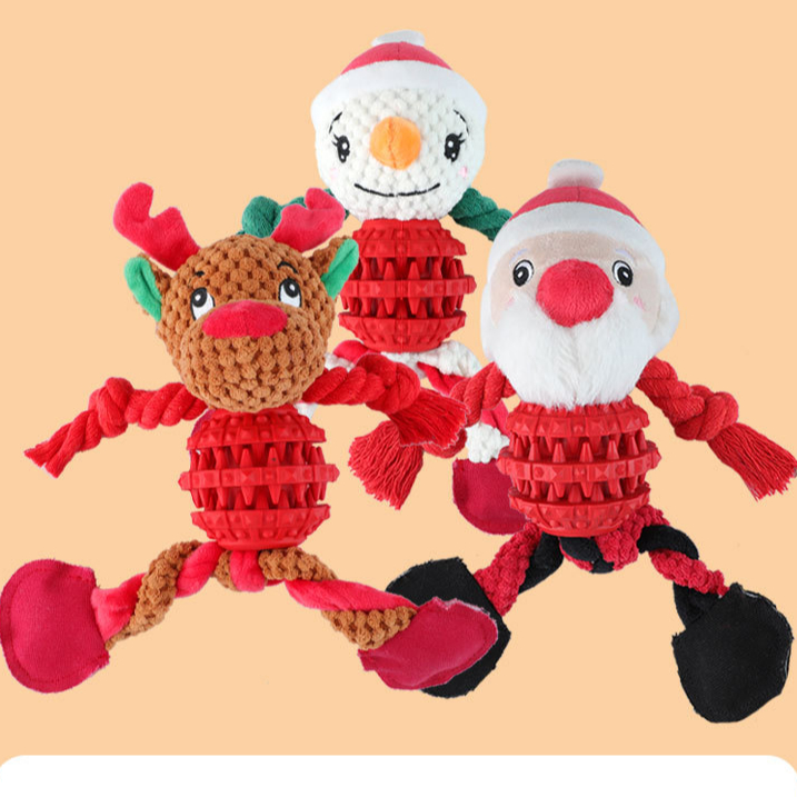 Manufacturer Wholesale Christmas Dog Rope Tpr Short Plush Toys