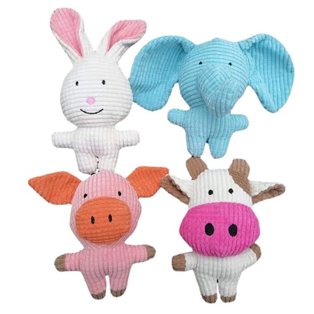 Manufacturer Wholesale Cute Pig Rabbit Squeaky Dog Plush Toys Elephant Cow