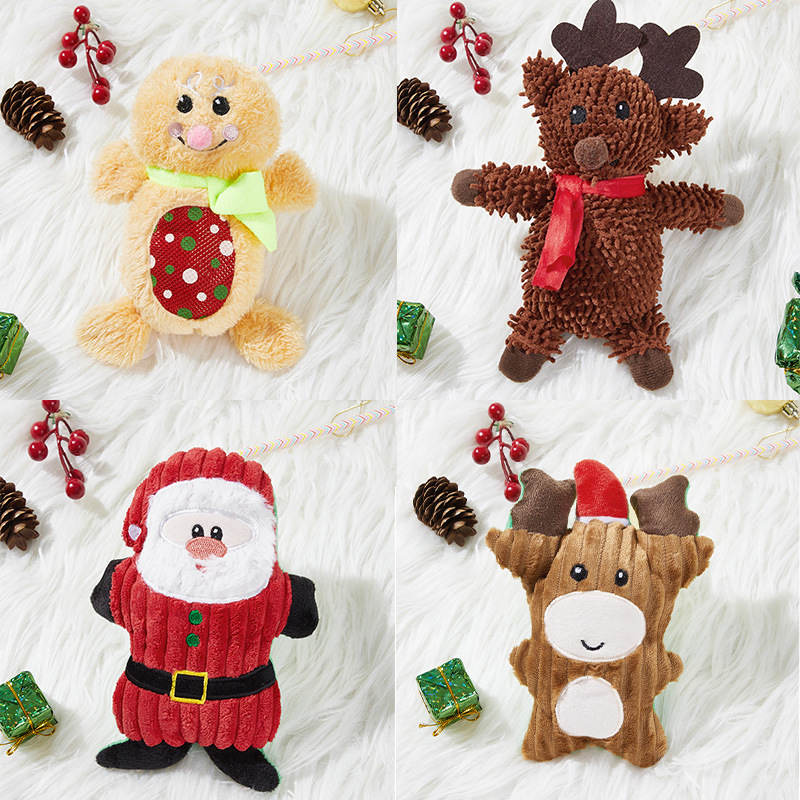 Manufacturer Wholesale Christmas Cute Design Dog Snowman Elk Santa Claus Plush Toys