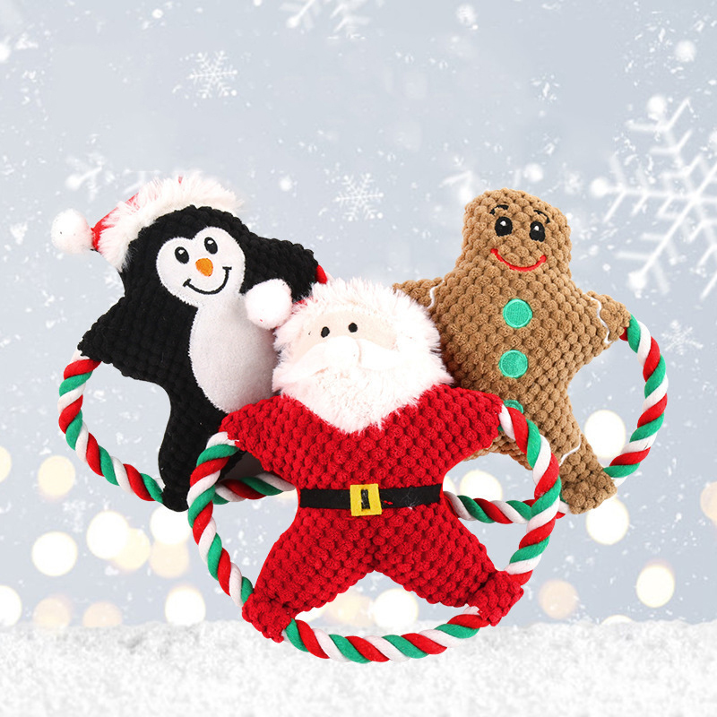 Manufacturer Wholesale Circle Cute Design Dog Christmas Rope Plush Toys