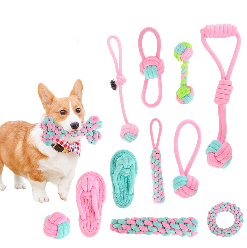 Manufacturer Wholesale Chew Pink Dog Rope Toys Set