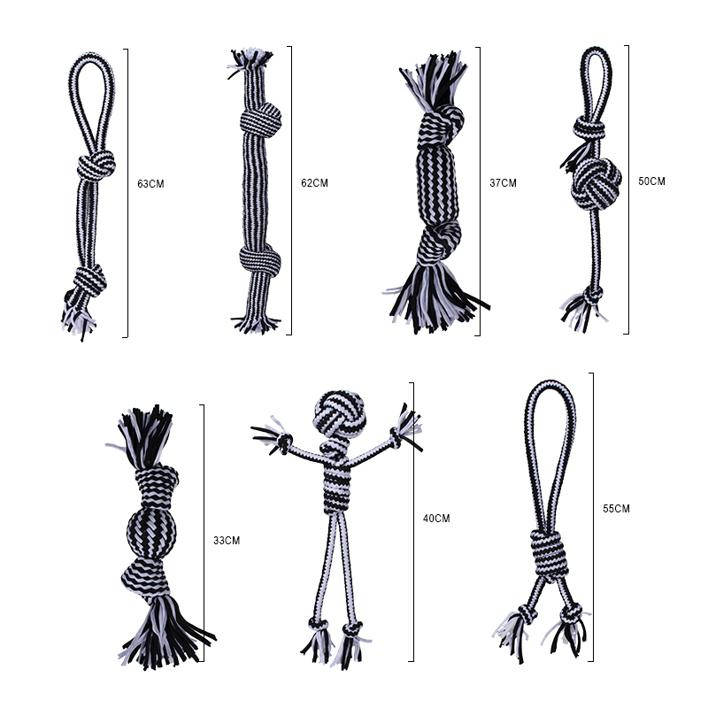 Manufacturer Wholesale Bite-resistance Black White Dog Hard Rope Toys Set