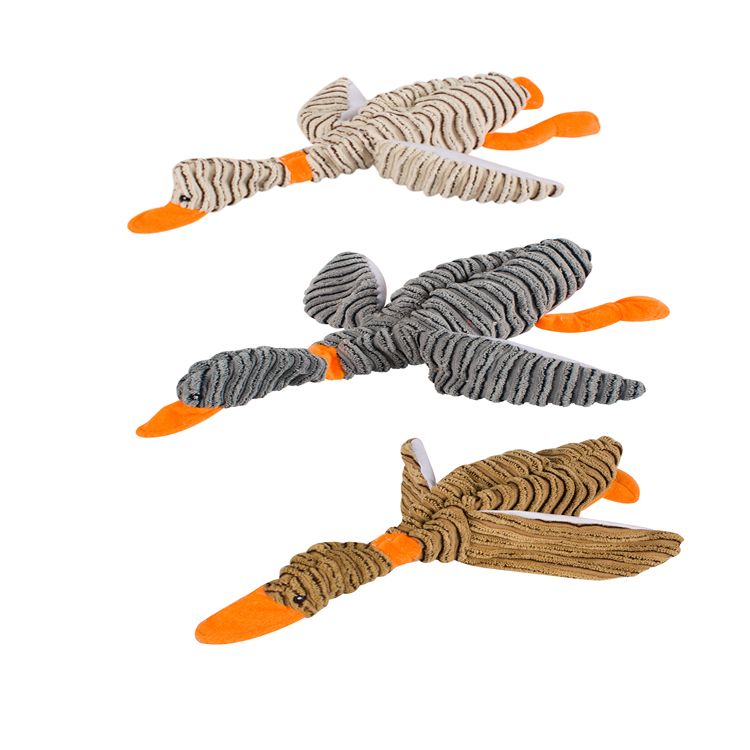 Manufacturer Wholesale Grey Beige Squeaky Dog Duck Plush Toys