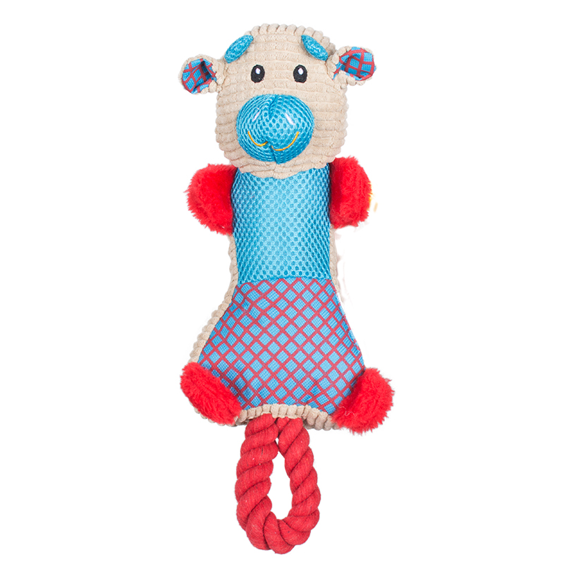 Manufacturer Wholesale Stuffed Squeaky Chew Cute Pig Pet Dog Short Plush Rope Toys