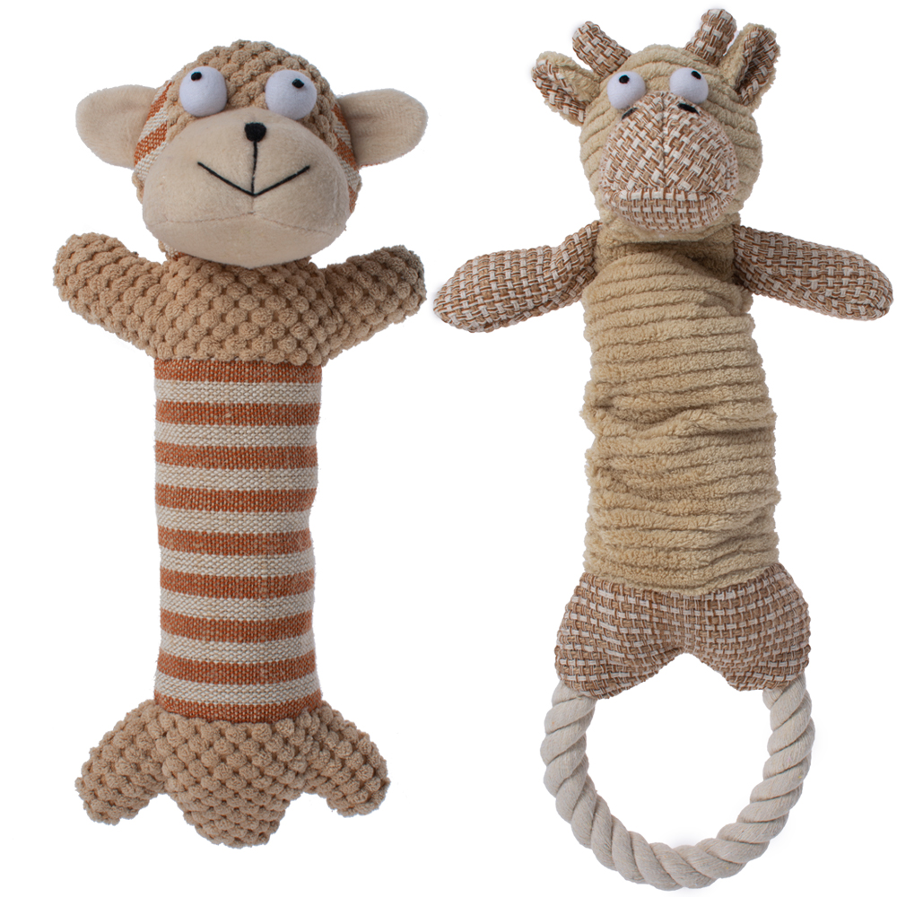 Manufacturer Wholesale Oem Custom Logo Cute Bite Resistence Brown Linen Rope Dog Short Plush Toys