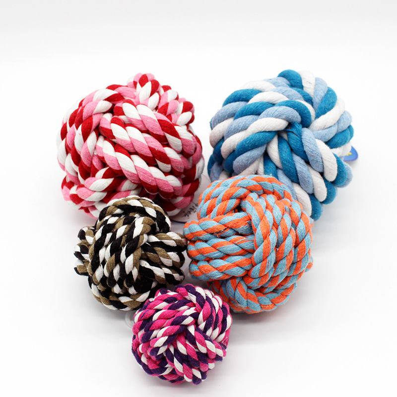 Manufacturer Mix Color Rope Ball Toys For Dog Funny Play Small Large