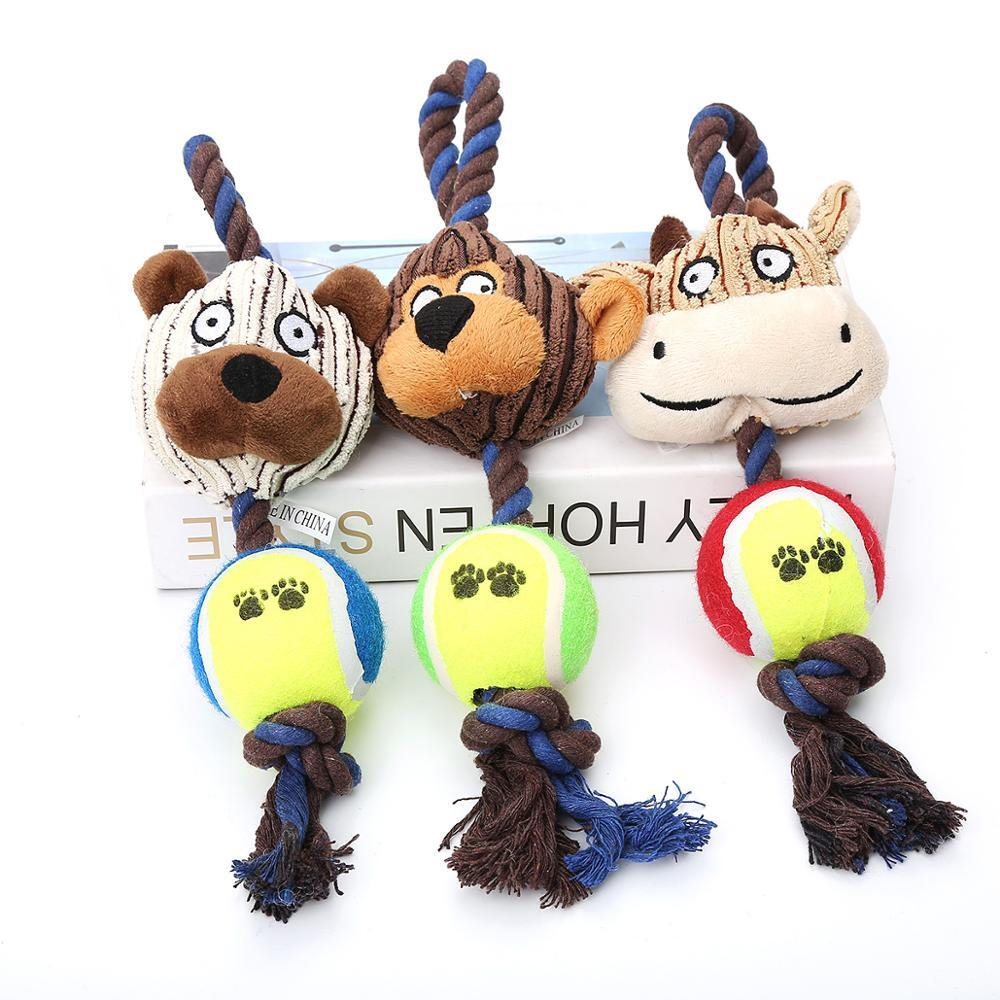 Durable Stuffed Dog Plush Toys With Tennis Ball