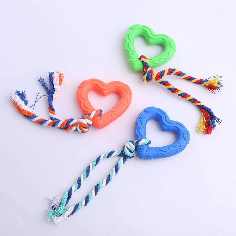 Manufacturer Wholesale Orange Green Blue Love Star Bone Magic Wand Pet Dog Tpr With Rope Toys Set
