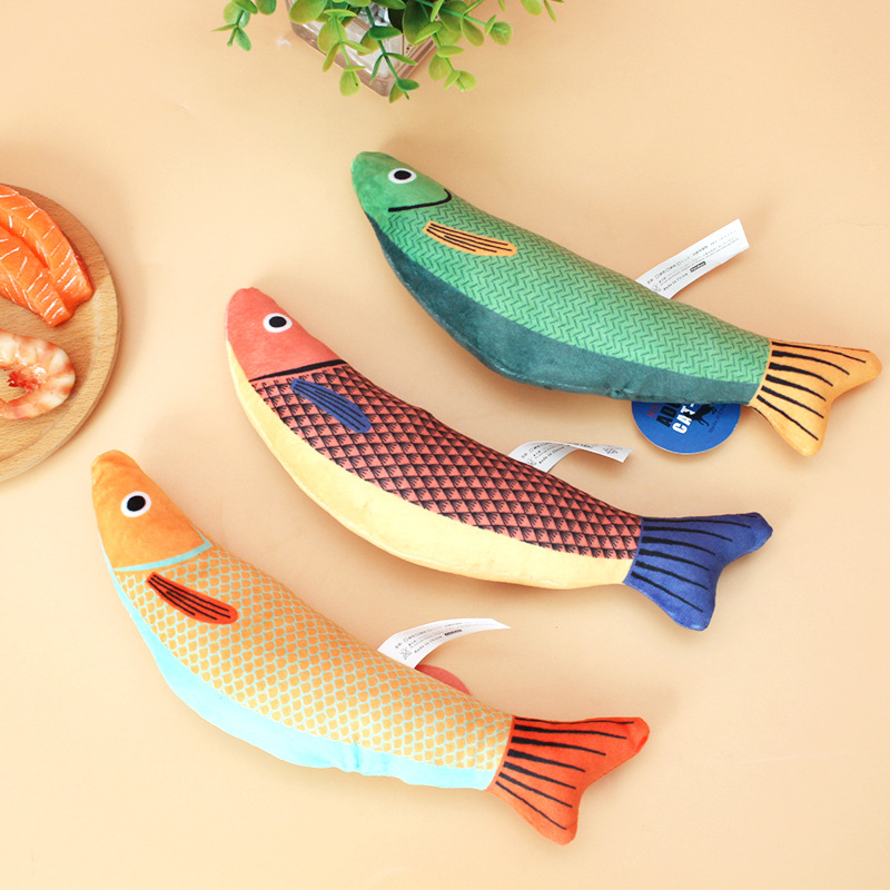 Manufacturer Wholesale Plush Catnip Bell Included Cat Fish Toys