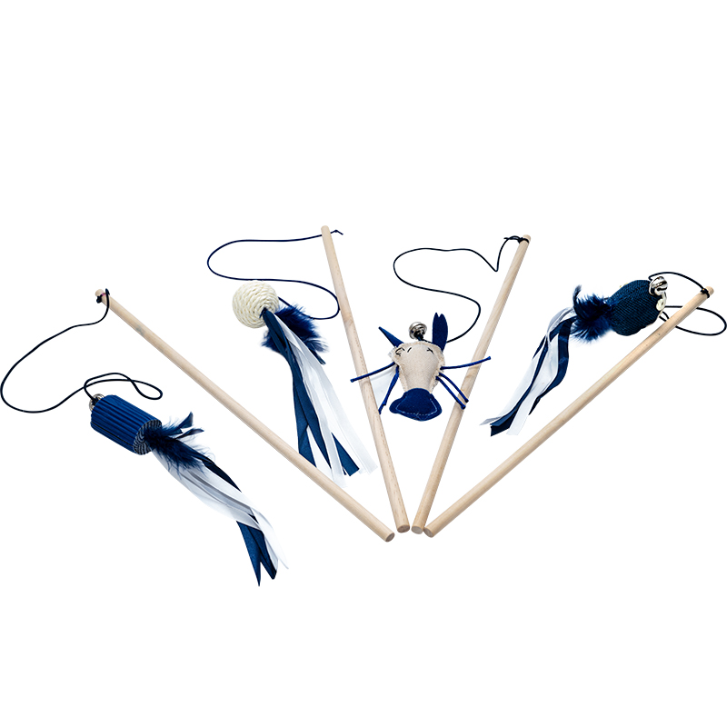 Manufacturer Wholesale Blue Feather Plush Cat Teasing Toys