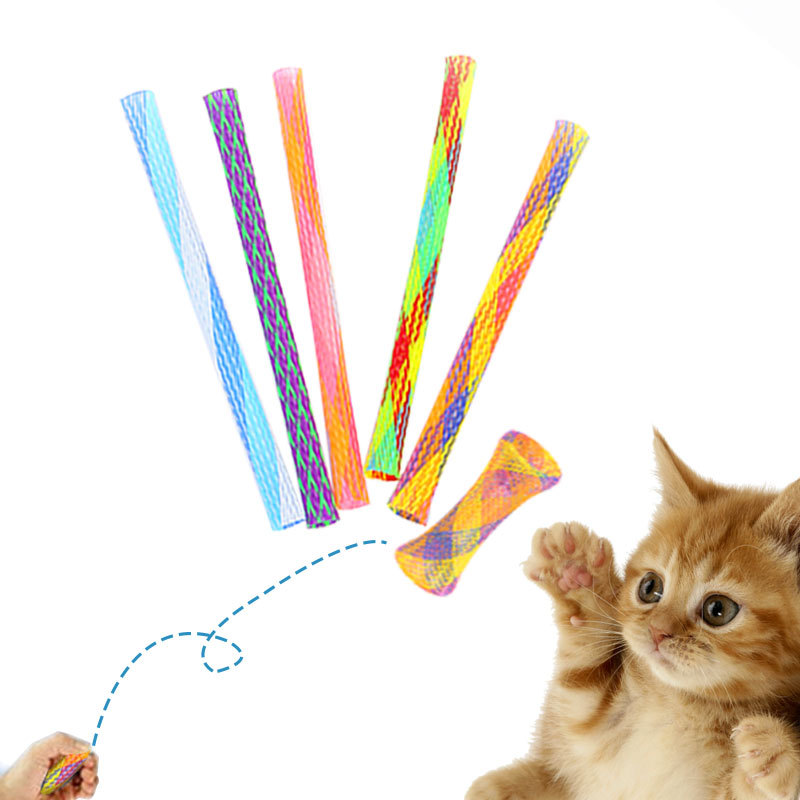 Manufacturer Wholesale Colorful Nylon Clean Teeth Adjustable Cat Spring Toy