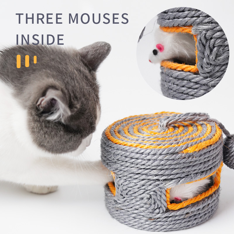Manufacturer Wholesale Squeaky Mdf Round Cat Sisal Scratcher Ball Toys