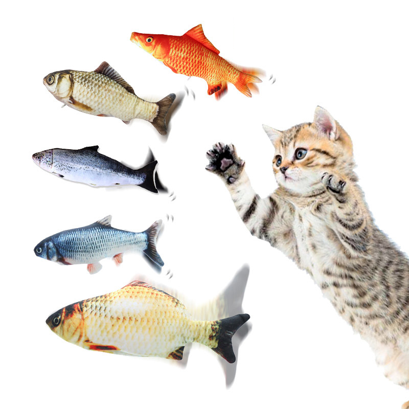 Manufacturer Wholesale Electric Usb Charging Shock Cat Plush Fish Toys