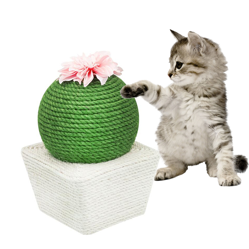Manufacturer Wholesale Bite Resistence Rope Flower Cactus Cat Scratcher Ball Toy