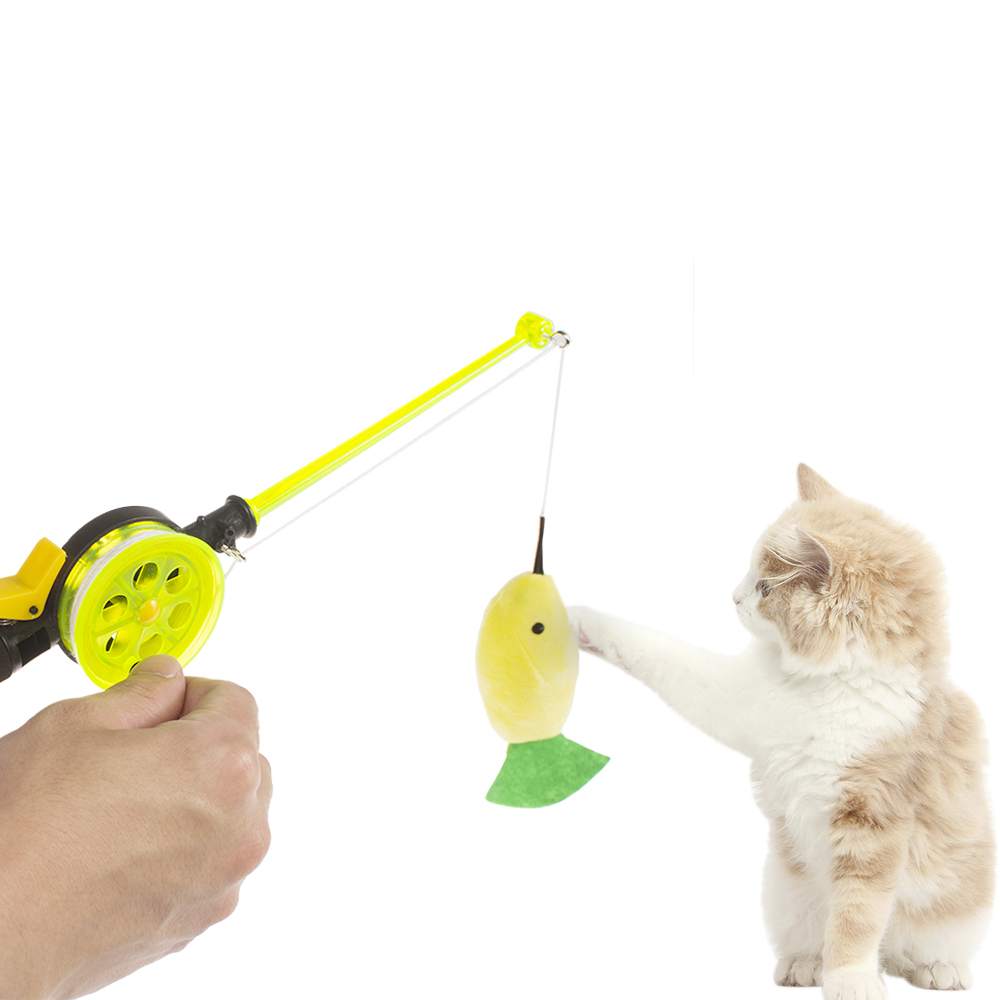 Wholesale Manufacturer Fish Plush Pole Interactive Cheap Teaser Cat Toy