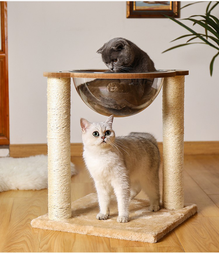 Manufacturer Wholesale Sisal Small Cat Tree Scratcher With Space Capsule