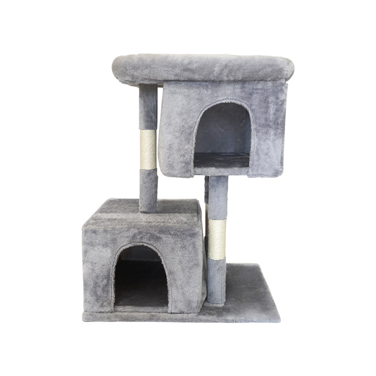 Manufacturer Wholesale Sisal Short Plush Stable Grey Beige Cat Scratcher Tree House