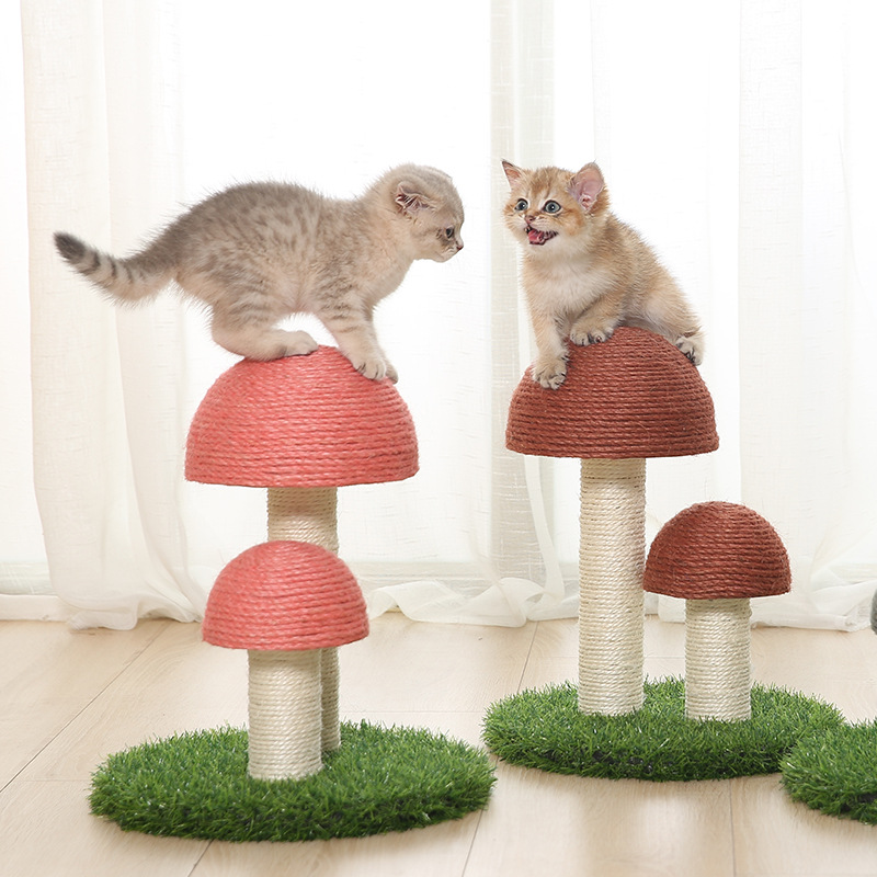 Manufacturer Wholesale Sisal Mushroom Small Cat Tree With Lawn Mat
