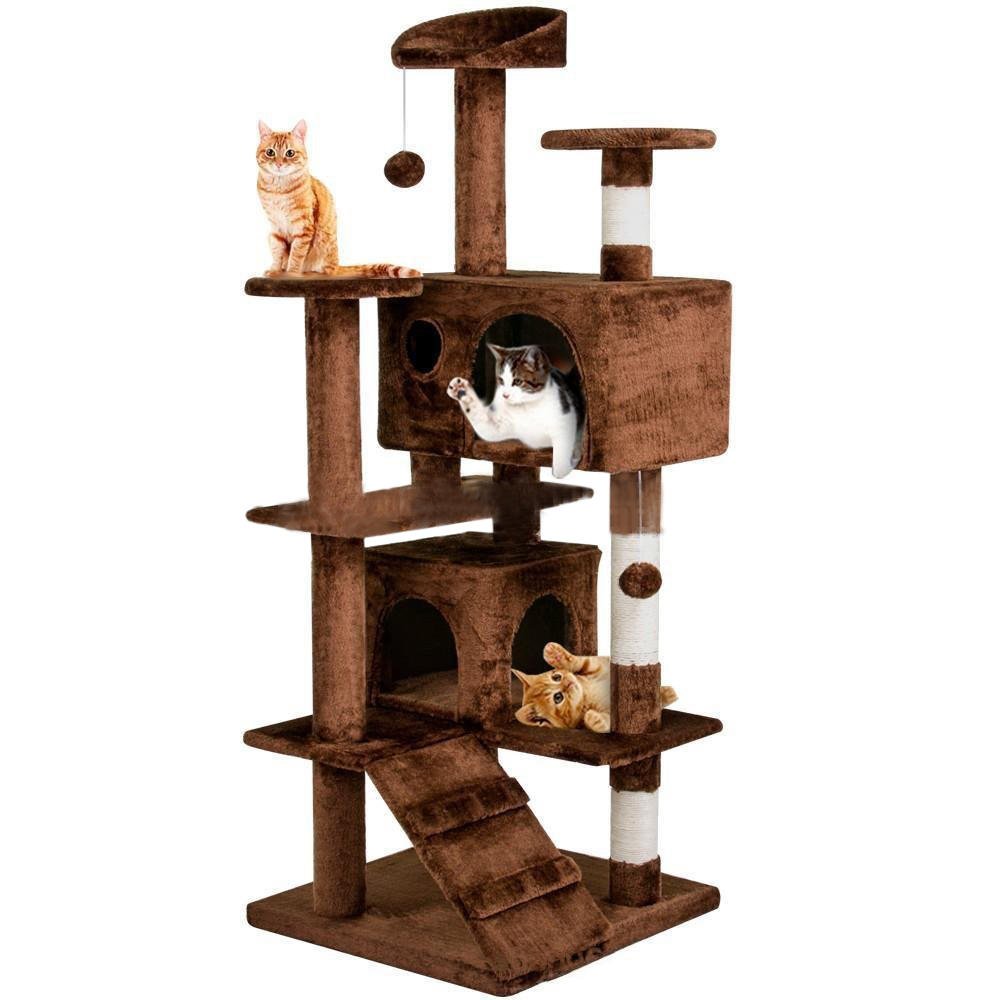 Manufacturer Wholesale Sisal Short Plush Scratcher Beige Blue Grey Brown Cat Tree Condo