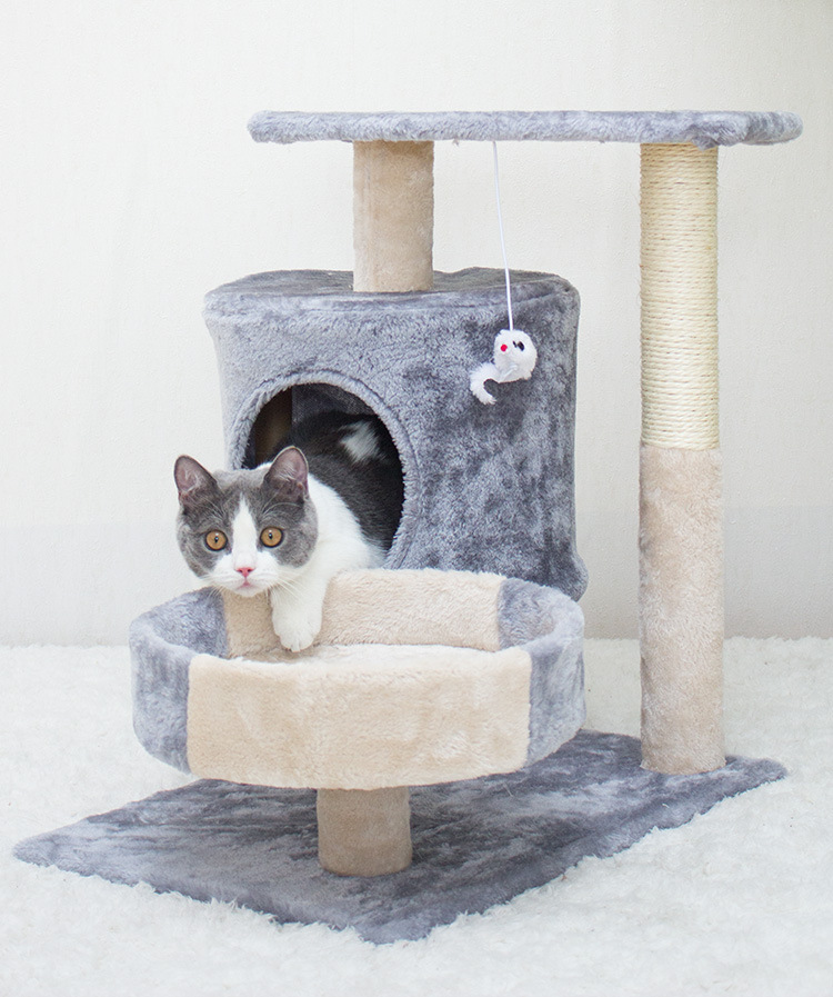 Manufacturer Wholesale Grey Pink Sisal Short Plush Cat Scratcher House